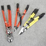 A pruner, lopper, and shear set, together with a lopper, shear, and secateur set,
