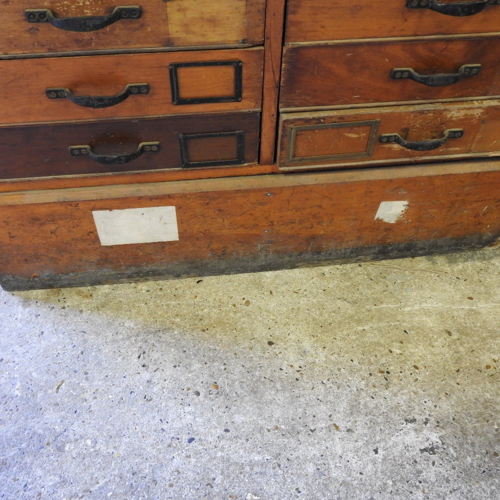 An early 20th century bank of drawers, containing two rows of eighteen drawers, - Image 2 of 9