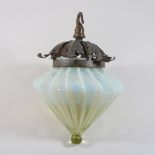 An early 20th century glass pendant light, in the manner of WAS Benson,