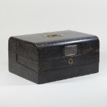 A 19th century black leather bound writing slope,