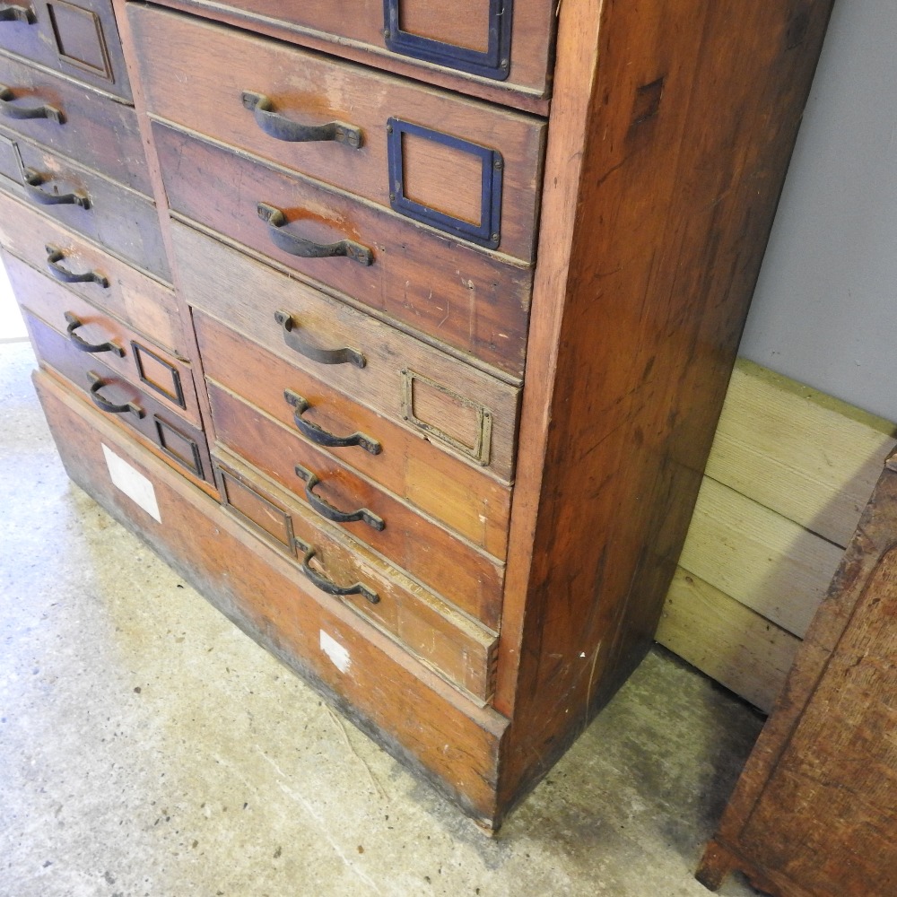 An early 20th century bank of drawers, containing two rows of eighteen drawers, - Image 6 of 9