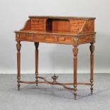 A 19th century style kingwood and gilt brass mounted bonheur du jour,