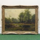 Frederick Golden Short, 1863-1936, forest landscape, signed, oil on canvas,