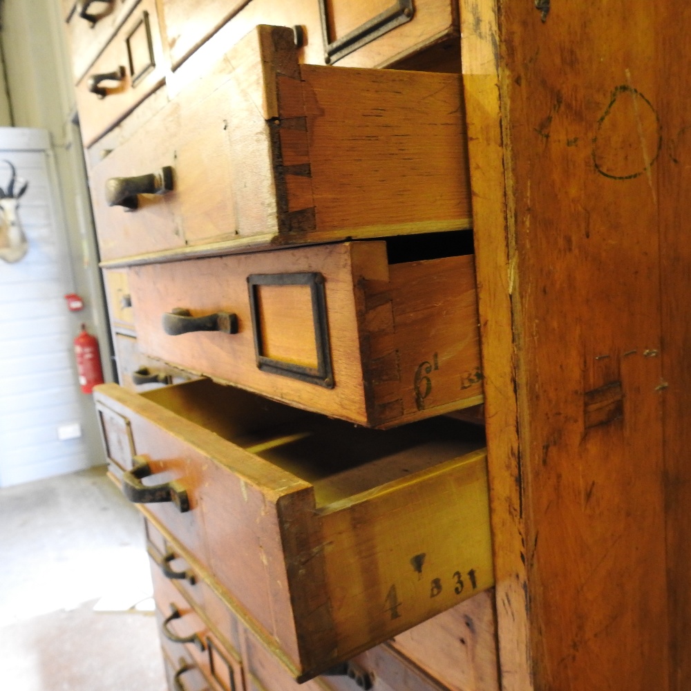 An early 20th century bank of drawers, containing two rows of eighteen drawers, - Image 8 of 9