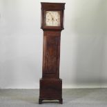 An 18th century oak cased longcase clock, with an eight day movement,