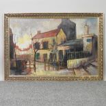 Pollikoff, 20th century, a continental village scene, signed, oil on canvas,