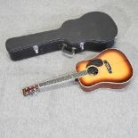 A Tokai Cat's Eyes CE350ST acoustic guitar, with a Gibson undersaddle pickup, made in Japan,