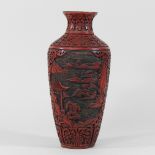 An oriental cinnabar lacquered vase,