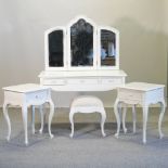 A white painted French style dressing table, 100cm,