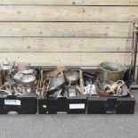 Three boxes of metal wares,