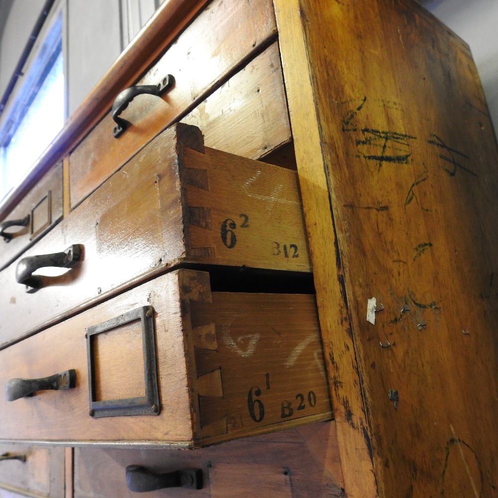 An early 20th century bank of drawers, containing two rows of eighteen drawers, - Image 9 of 9