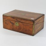 A Victorian rosewood and brass banded writing slope,