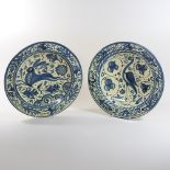 A pair of Gouda blue and white chargers,