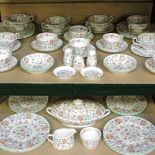 A Minton Haddon Hall pattern bone china tea and dinner service, comprising six dinner plates,