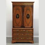 An American Edwardian style polychrome painted maple cabinet, by Julia Gray Ltd, New York,