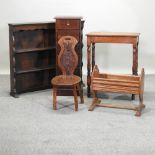 A Stag narrow chest, 34cm, together with a magazine rack, a spinners chair,