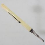 A Victorian ivory propelling pencil, inscribed S Mordan & Co,