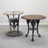 An African carved circular occasional table, 70cm diameter,