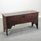 A 19th century elm six plank coffer,