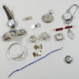 A collection of silver and silver plated jewellery,