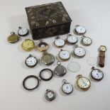 A box of mainly 19th century pocket watches,