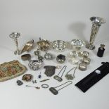 A collection of silver and plated items, to include a silver spill vase, 19cm high,