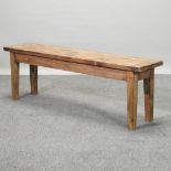 A hand made rustic pine bench,