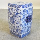 A Chinese blue and white porcelain square garden seat,