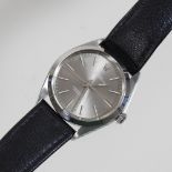 A Rolex Oyster Perpetual gentleman's steel cased wristwatch, the signed grey dial, with baton hours,