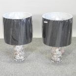 A pair of modern table lamps and shades,