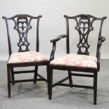 A set of eight George III style mahogany dining chairs,