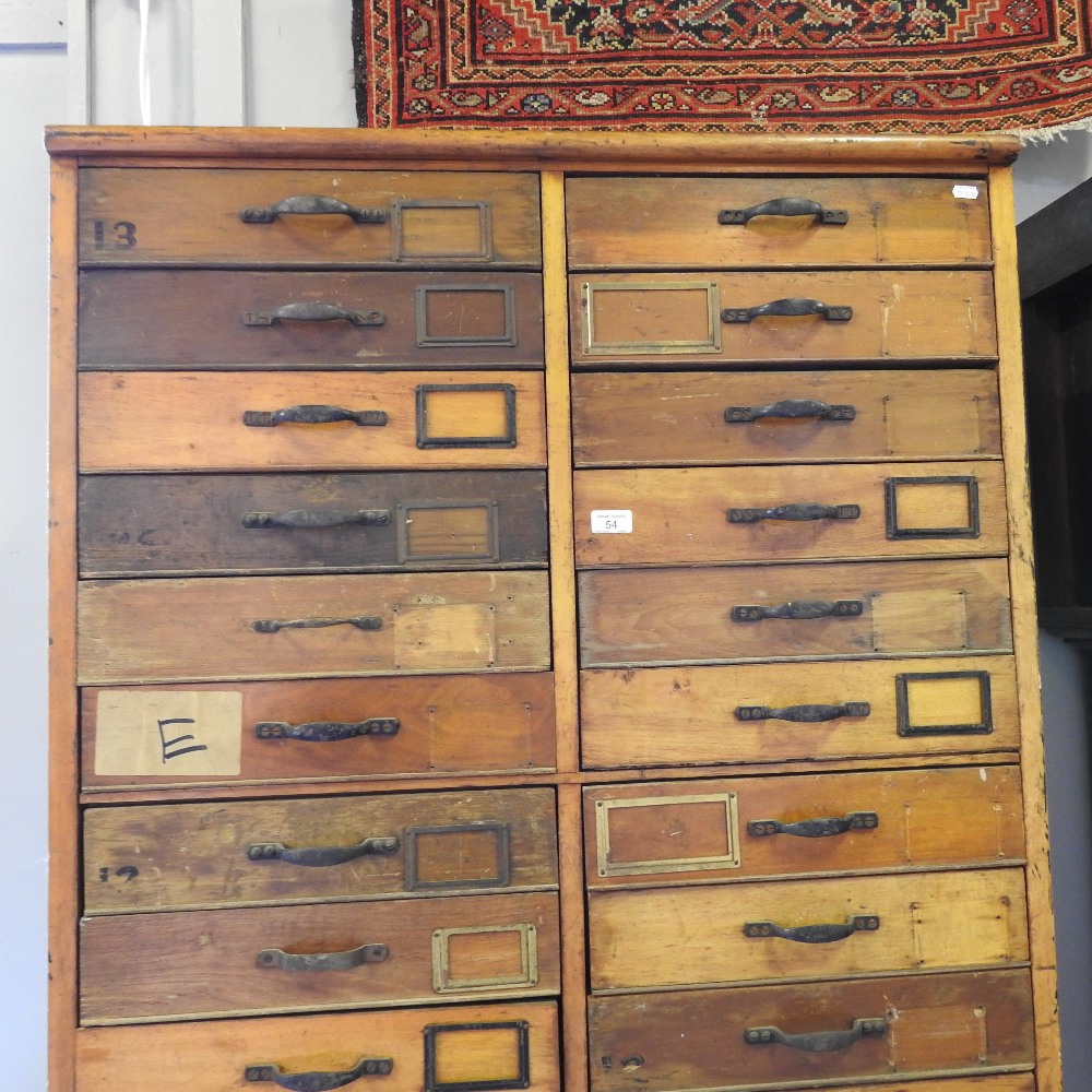 An early 20th century bank of drawers, containing two rows of eighteen drawers, - Image 4 of 9