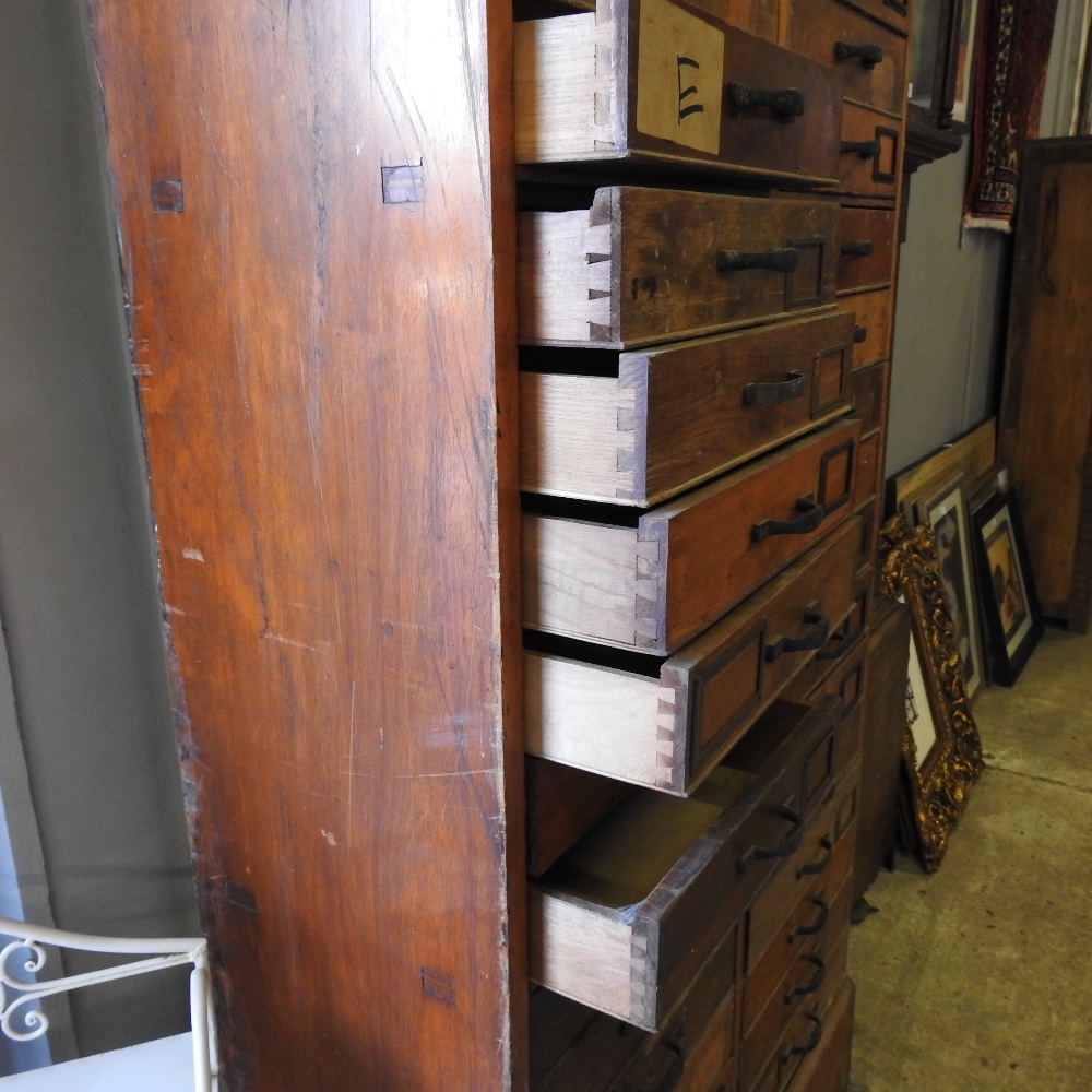 An early 20th century bank of drawers, containing two rows of eighteen drawers, - Image 5 of 9