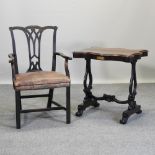 A Victorian rosewood occasional table on a carved base, 68cm,
