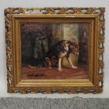 English School, late 19th century, study of a dog in an interior, oil on canvas laid on board,