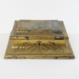 A 19th century engraved brass jewellery box, by Asprey, 166 Bond Street,