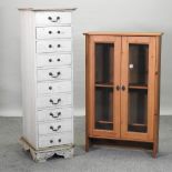 A white painted narrow chest, 41cm,
