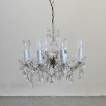 A glass eight branch chandelier,