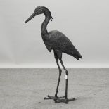 A metal model of a heron,