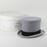 A gentleman's grey top hat, bearing the makers label for Lock & Co, London,