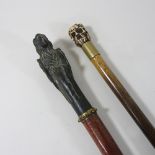 A walking stick, with a handle in the form of a parrot,