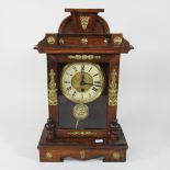 A early 20th century continental brass mounted mantel clock,