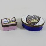 An 18th century South Staffordshire enamel pill box, 7cm,