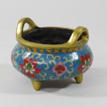 A modern bronze cloisonne censer,