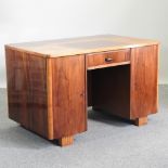 An Art Deco walnut pedestal desk,