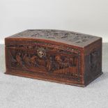 A Chinese carved hardwood trunk,