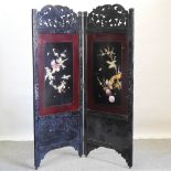 A late 19th century oriental shibayama decorated two fold dressing screen,