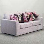 A contemporary pink upholstered sofa, 192cm,