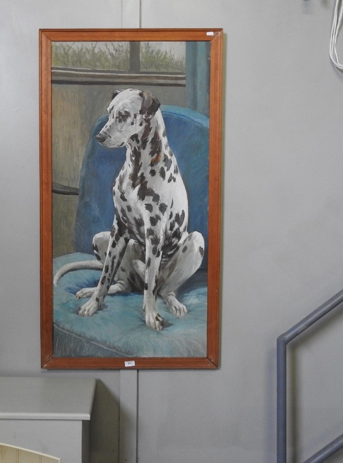 Attributed to C C Turner, dalmatians, oil on board, 122 x 60cm, - Image 3 of 6