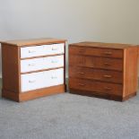 A mid 20th century oak chest of drawers, together with an Edwardian satin walnut chest of drawers,